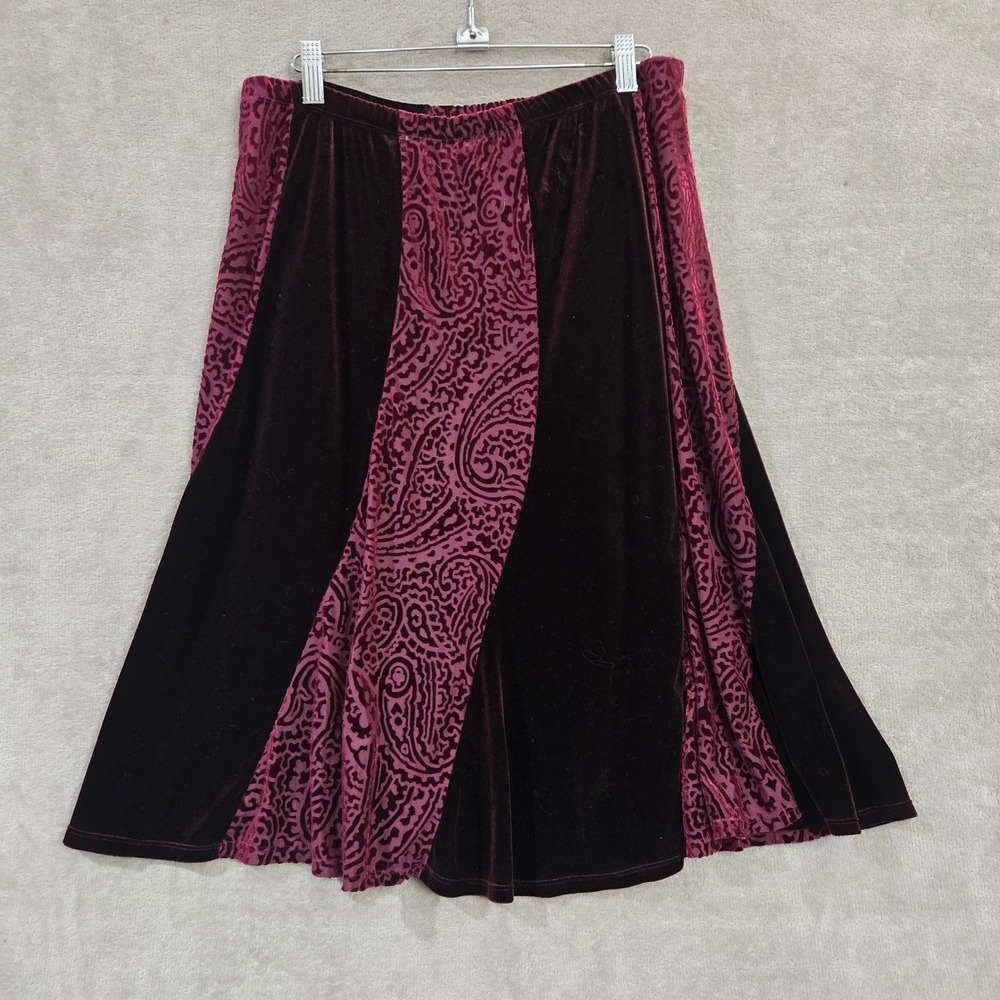 Whimsigoth Burnout Velvet Skirt Large Paisley Witchy Renaissance Romantic Flowy